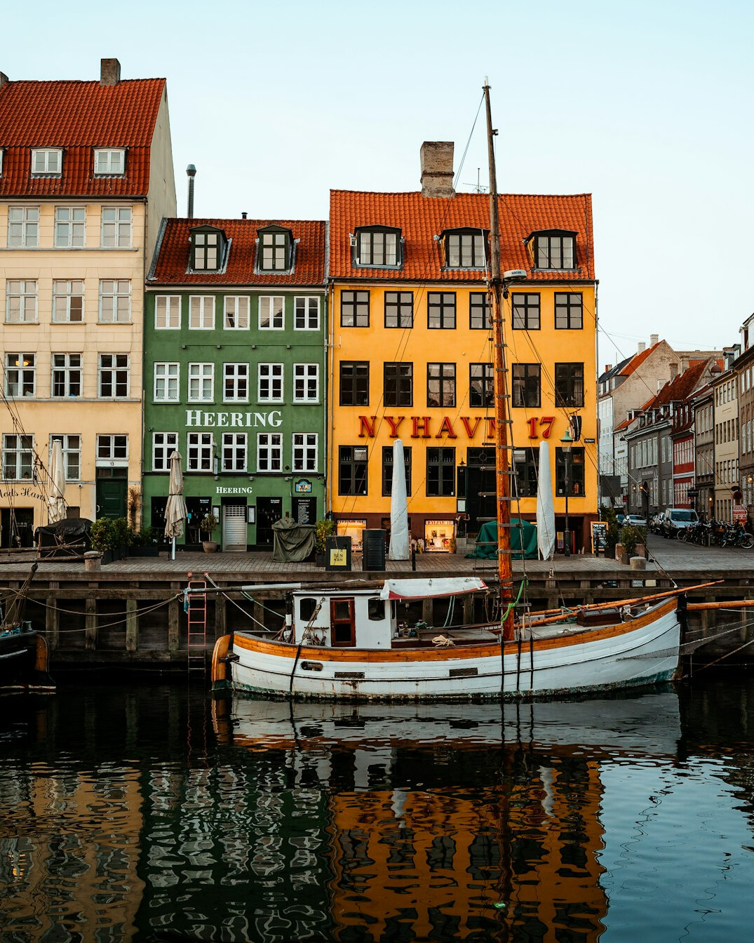 Colorful historic houses along the Nyhavn canal in Copenhagen